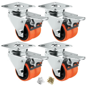 ASHGOOB 2-inch caster wheels with orange TPE brake in action.