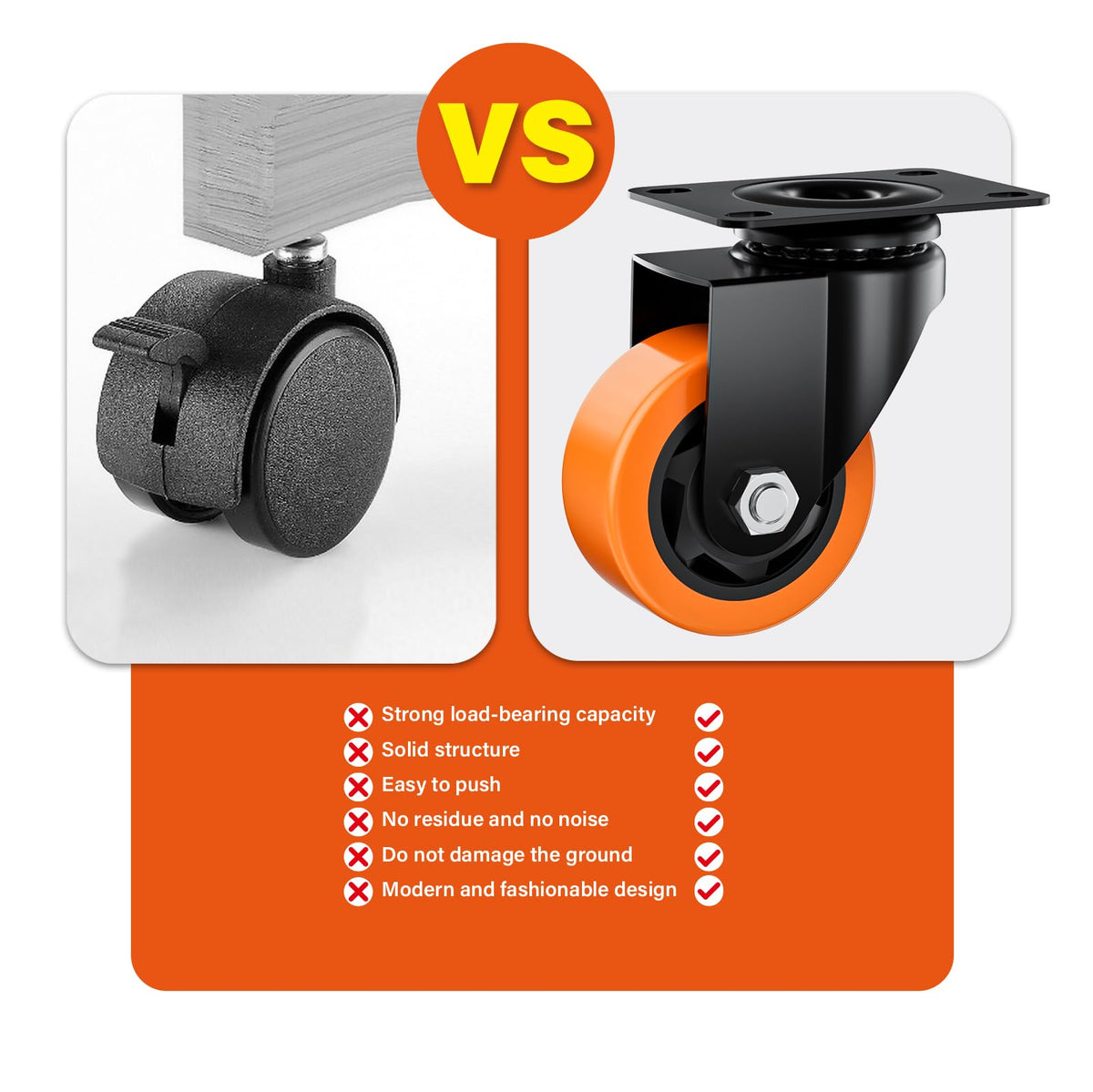 ASHGOOB quiet rolling caster reduces noise during moving tasks