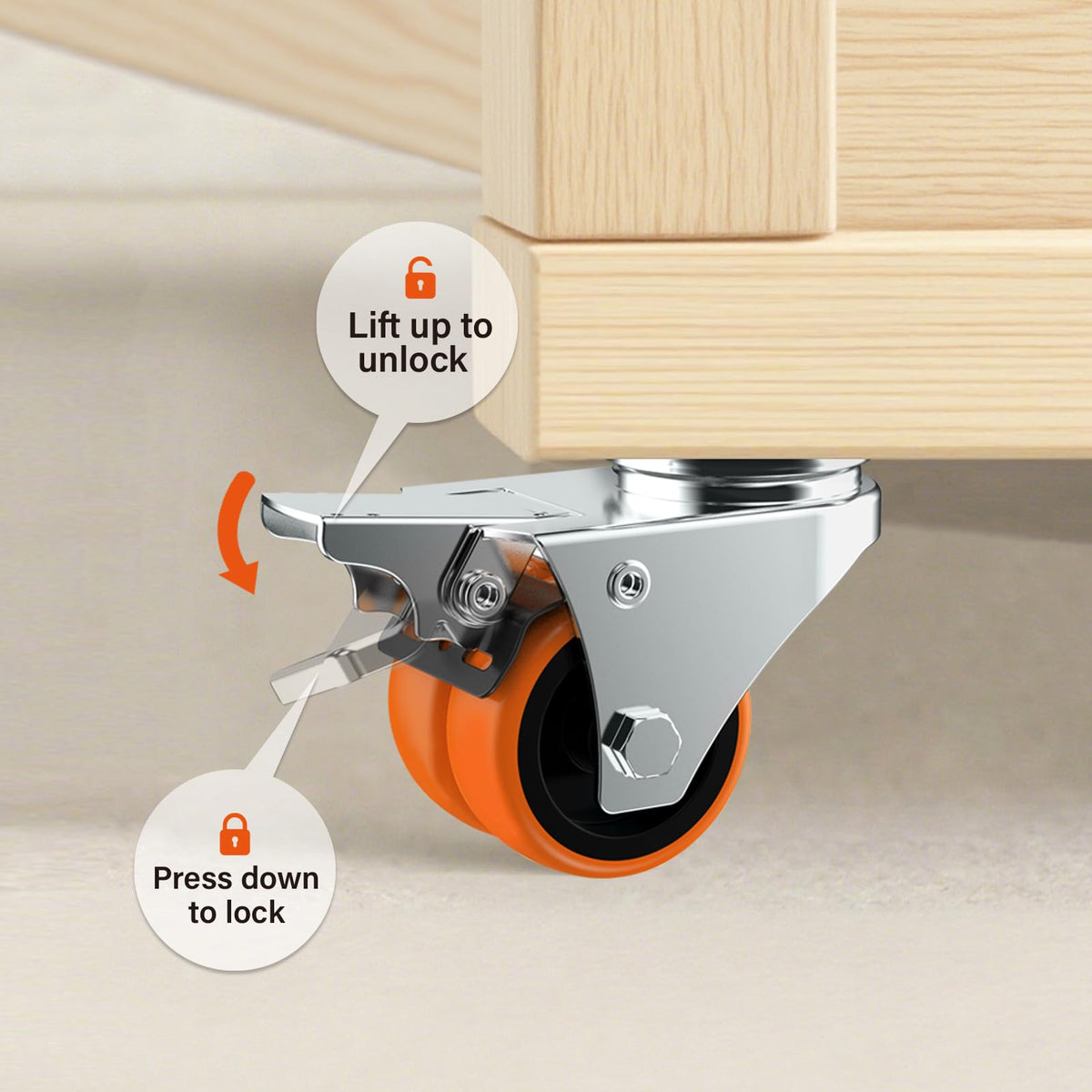 ASHGOOB caster kit shows screws for easy installation.