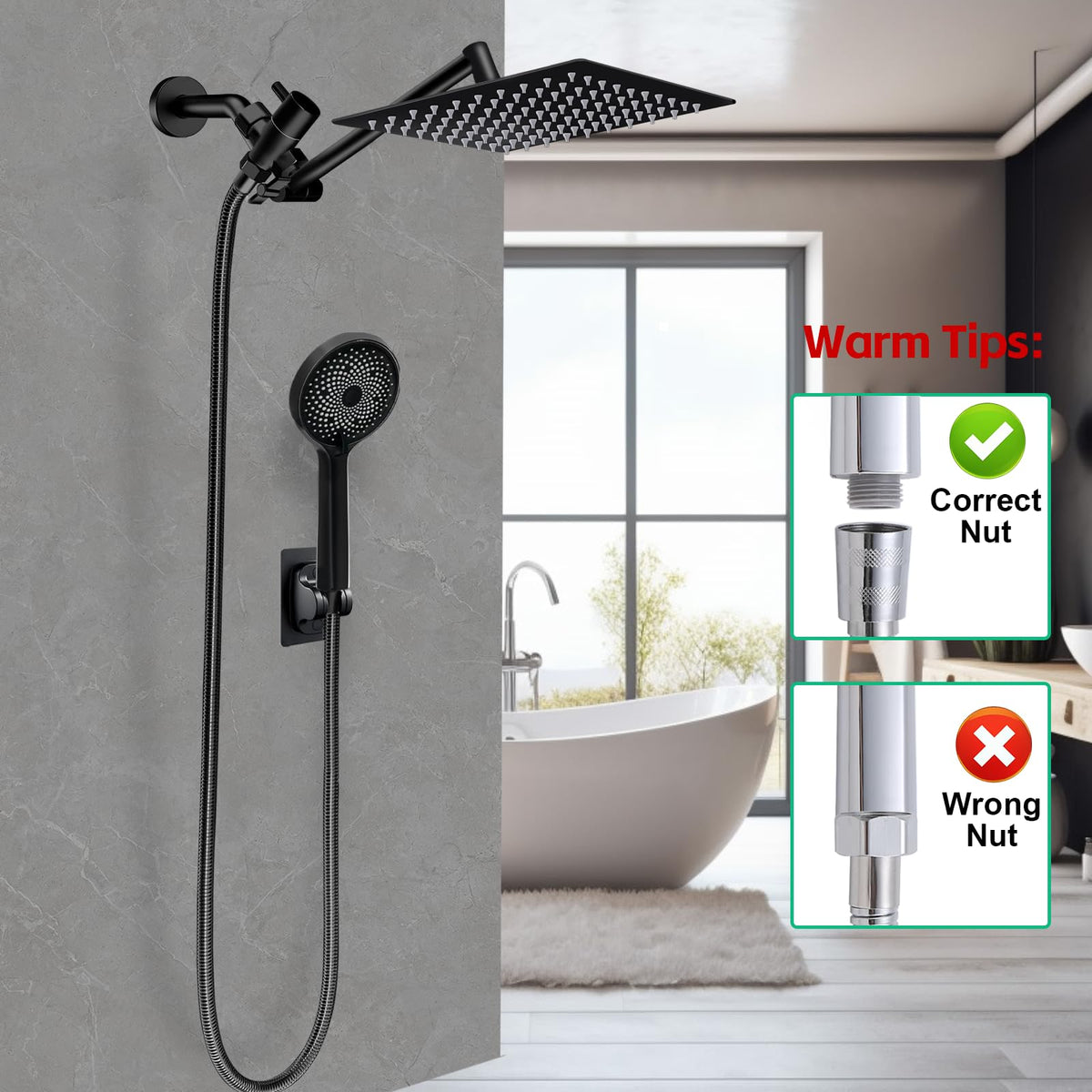 Ashwanth 3way flow regulator enables switch between rain, handheld, and mixed flow.