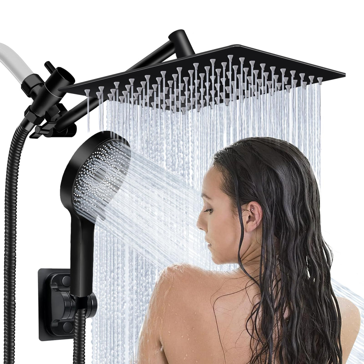Ashwanth 8-inch square rain shower head delivers wide coverage for a spa-like shower