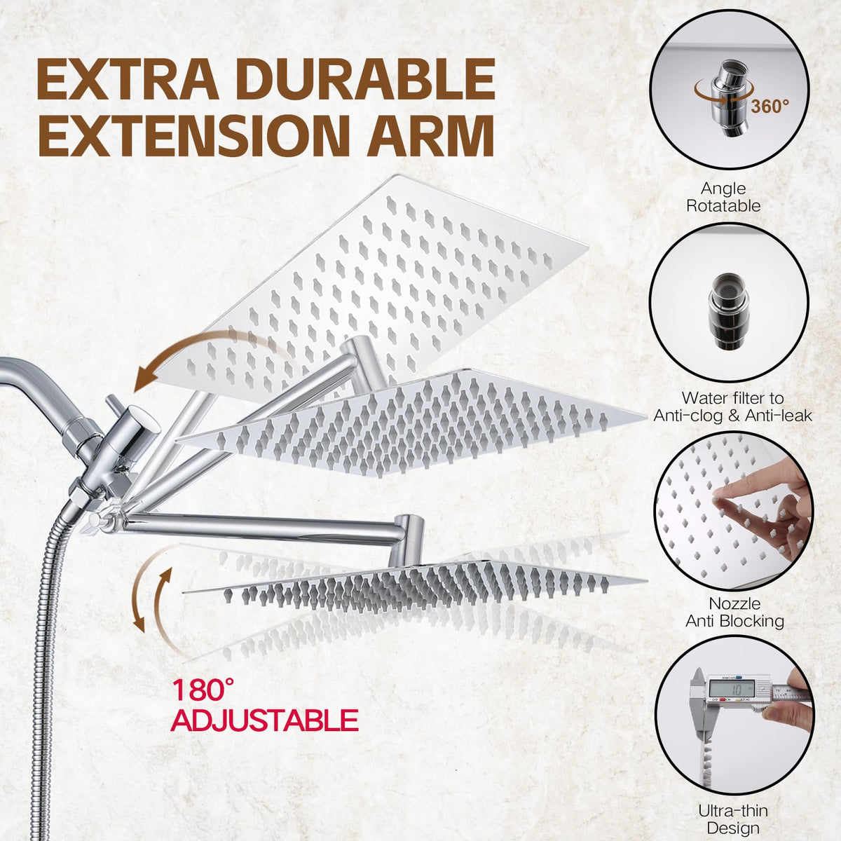 Ashwanth 11 inch extension arm: brass construction for stability and adjustable height.