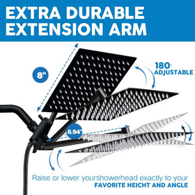 Ashwanth upgraded 11-inch extension arm keeps the head away from the wall for easy reach