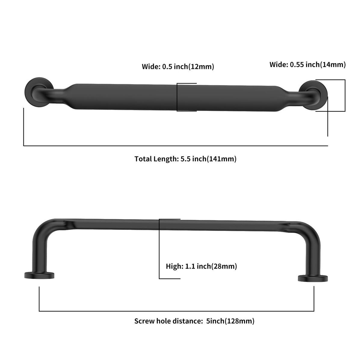 Asidrama 5-inch center-to-center matte black pulls for easy cabinet replacement.