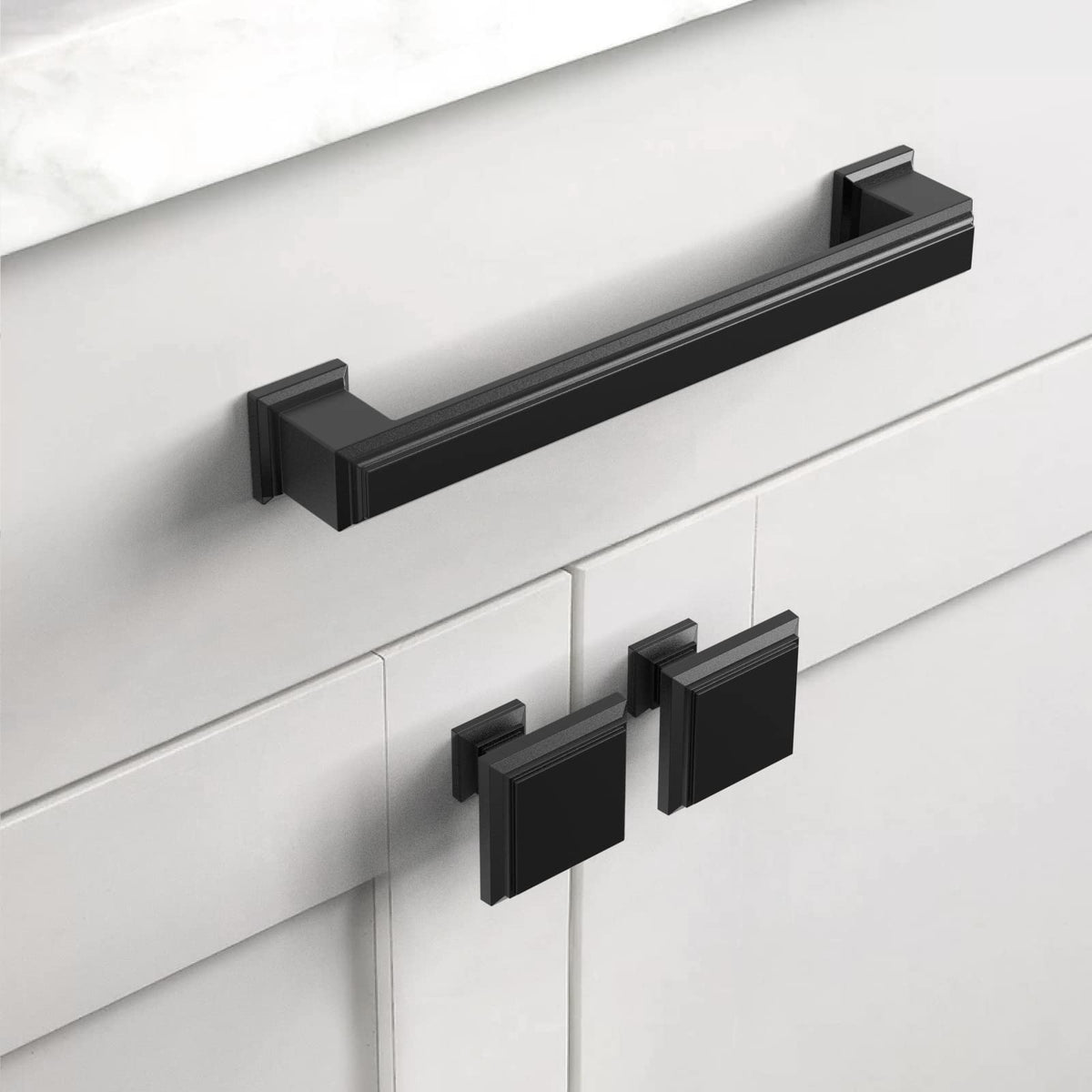 Asidrama matte black drawer pulls close-up for a sturdy grip on daily use.