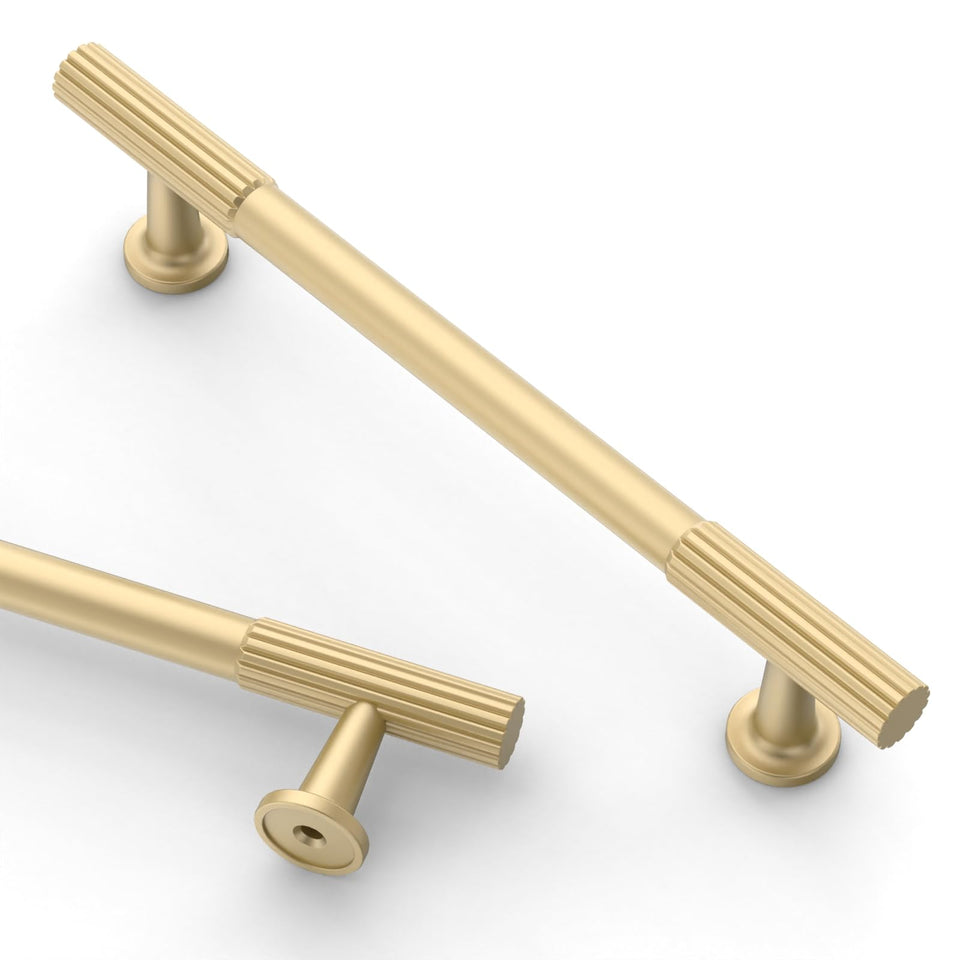 Asidrama 5-inch brushed gold cabinet pull upgrades a cabinet with easy grip