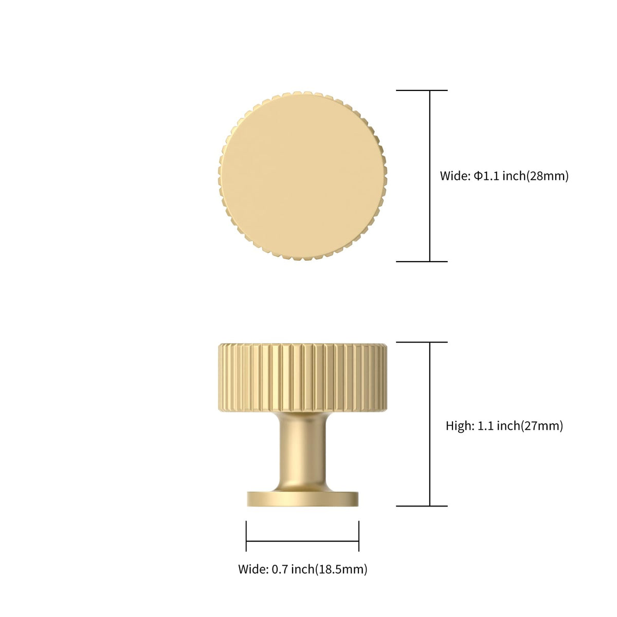 Asidrama brushed gold knob closeup highlighting the refined brushed finish for a luxe look
