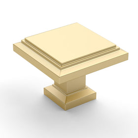 Asidrama brushed gold square drawer knob close-up showing durable zinc construction