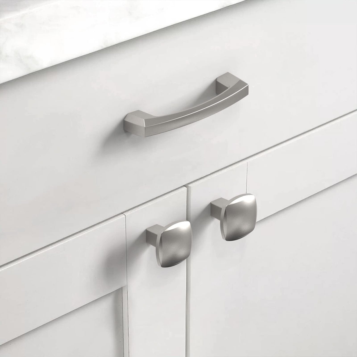 Asidrama brushed nickel drawer knob adds contemporary style to drawers.