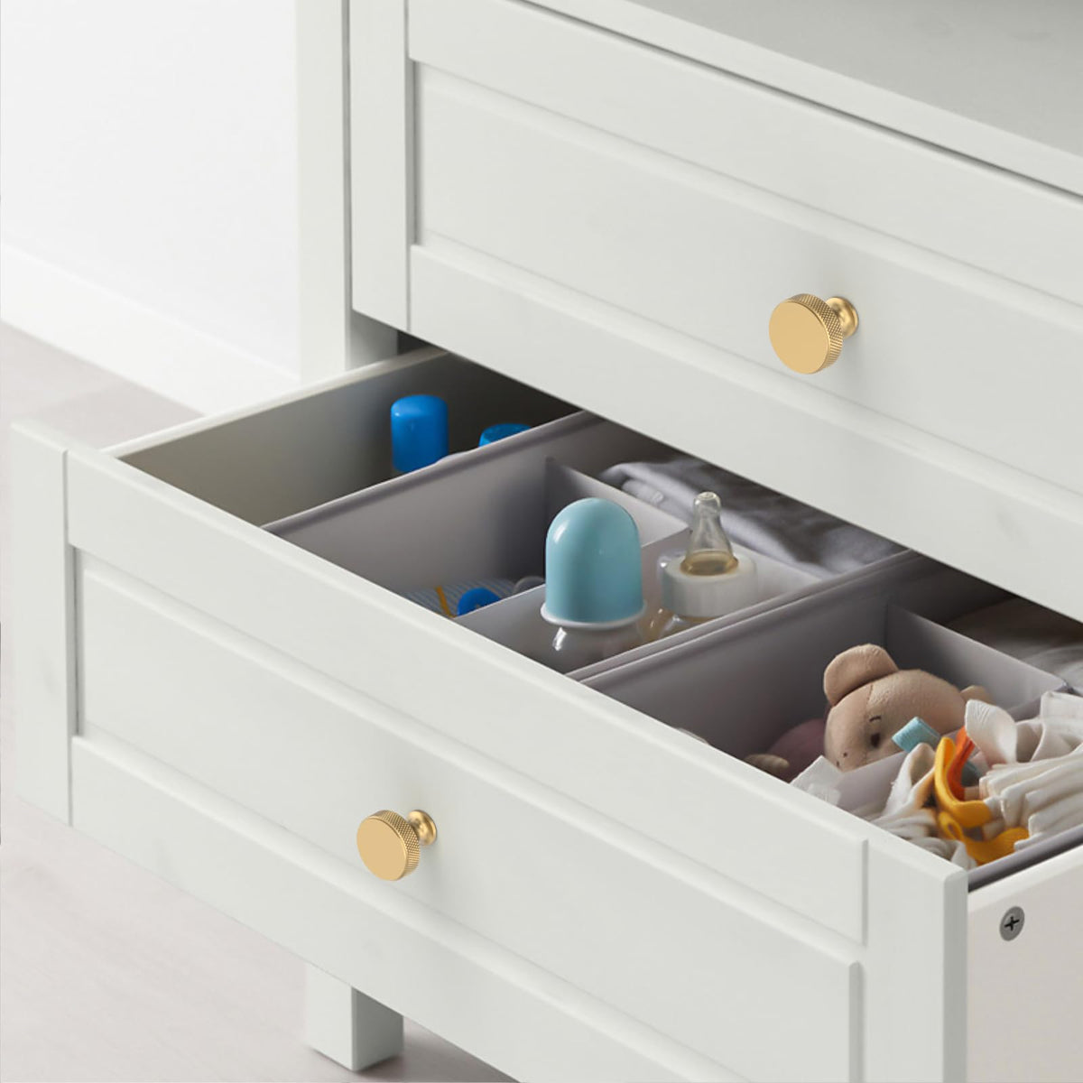 Asidrama champagne bronze drawer pull hardware enhances cabinetry with glow