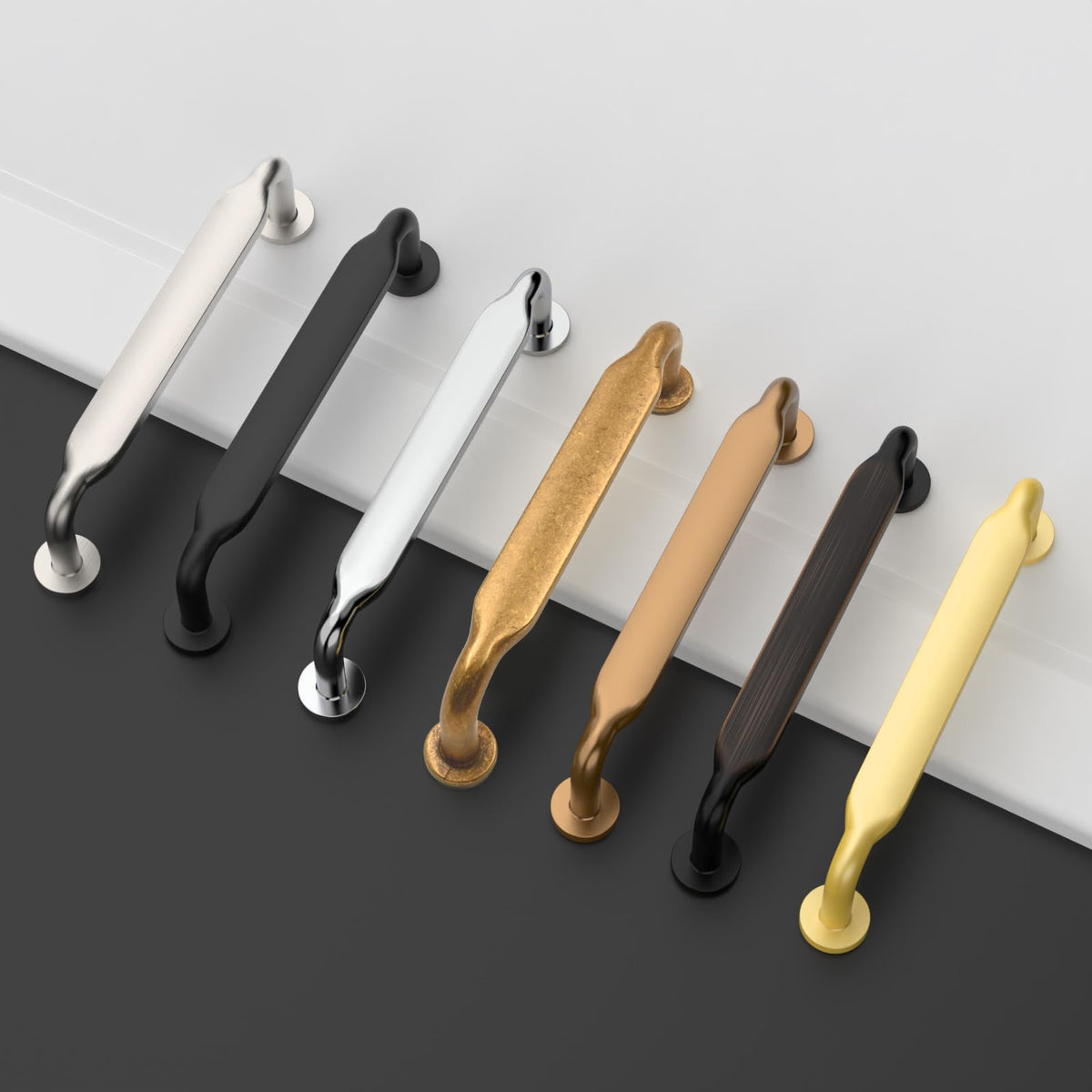 Asidrama champagne bronze finish highlights a sleek kitchen hardware upgrade.