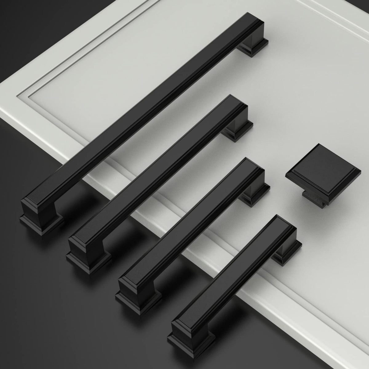 Asidrama cabinet pulls suitable for kitchen, dresser, and wardrobe applications in matte black.