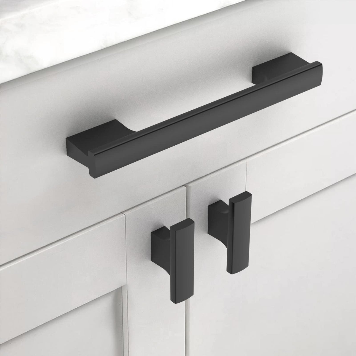 Asidrama matte black drawer knob closeup shows durable zinc alloy construction for daily use