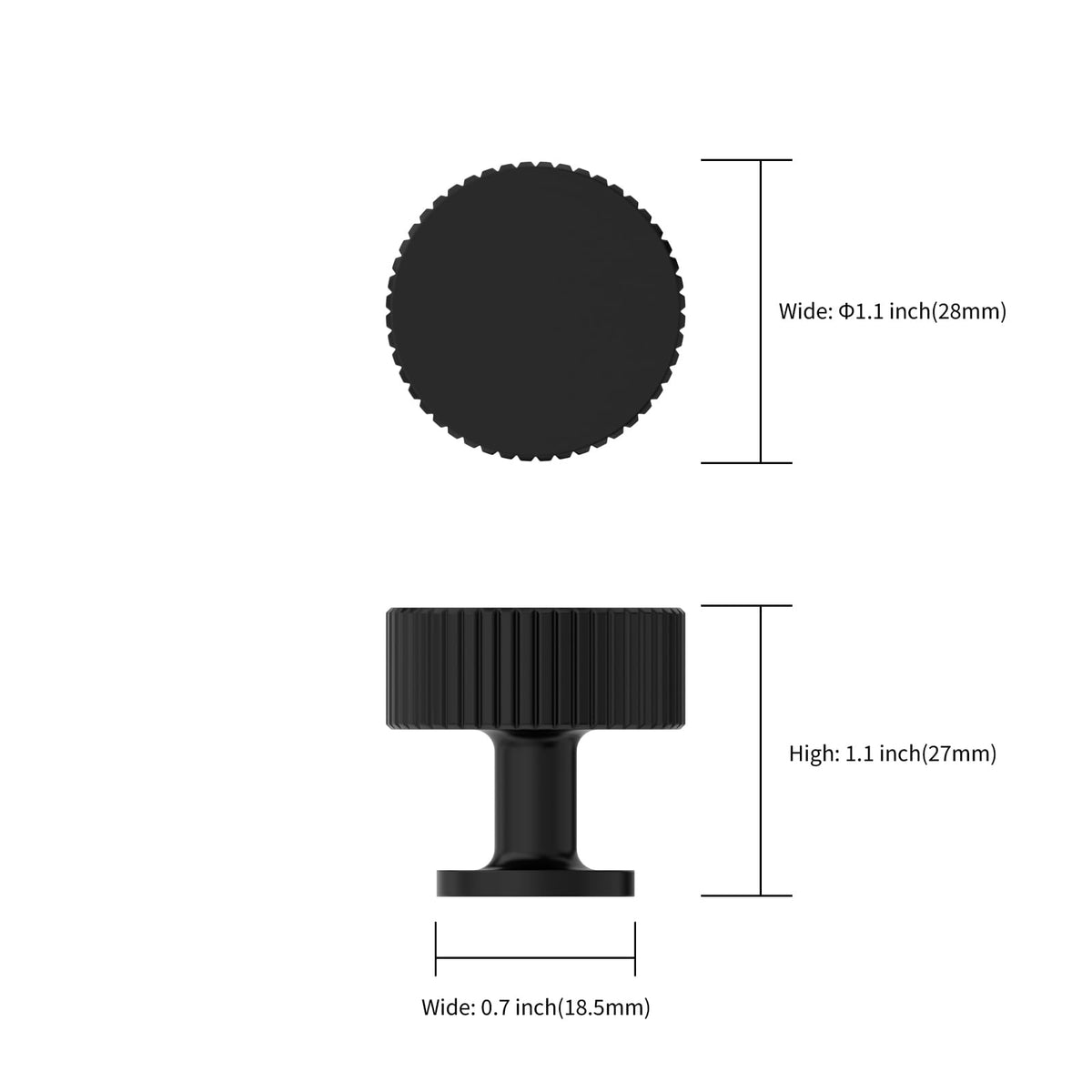 Close-up of Asidrama zinc alloy knob showing durable matte black finish