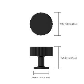 Close-up of Asidrama zinc alloy knob showing durable matte black finish