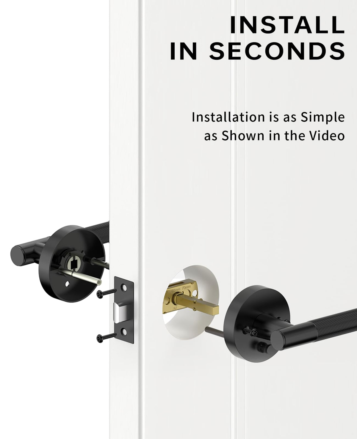 Asidrama matte black door handle on bedroom or bathroom entry
