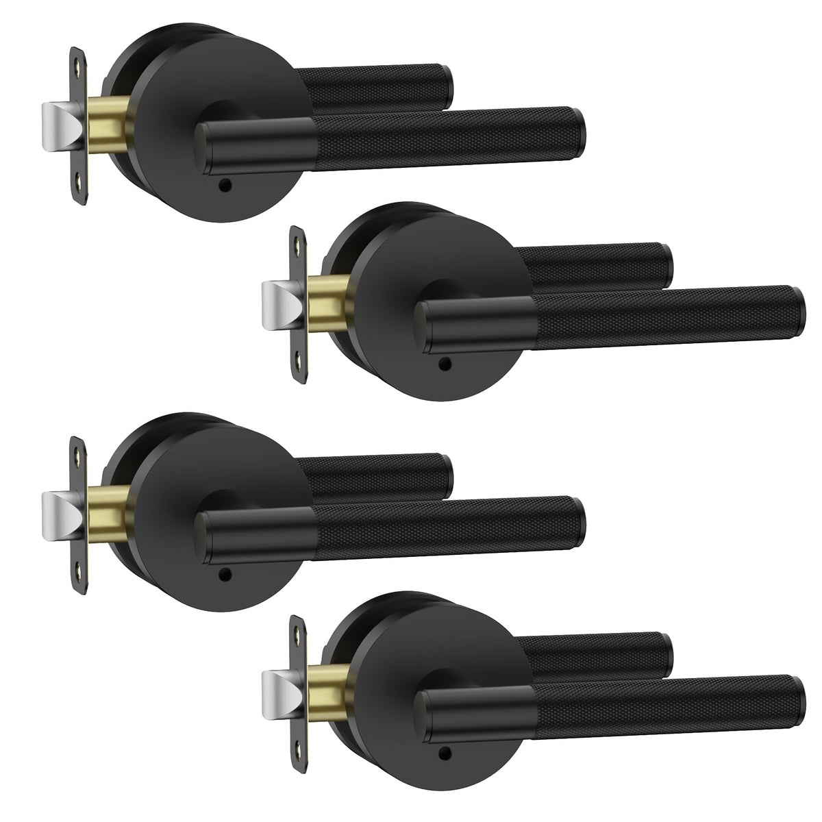 Asidrama privacy door handle with lock – front view shows matte black finish for bedrooms
