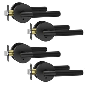 Asidrama privacy door handle with lock – front view shows matte black finish for bedrooms