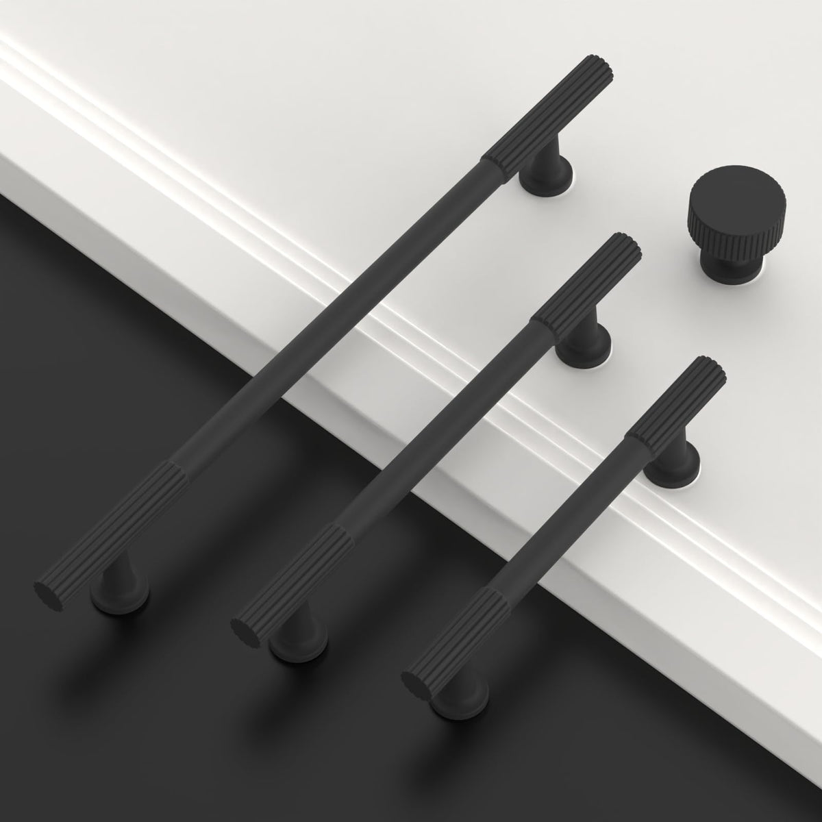 Asidrama matte black hardware complements modern kitchens and functional spaces.