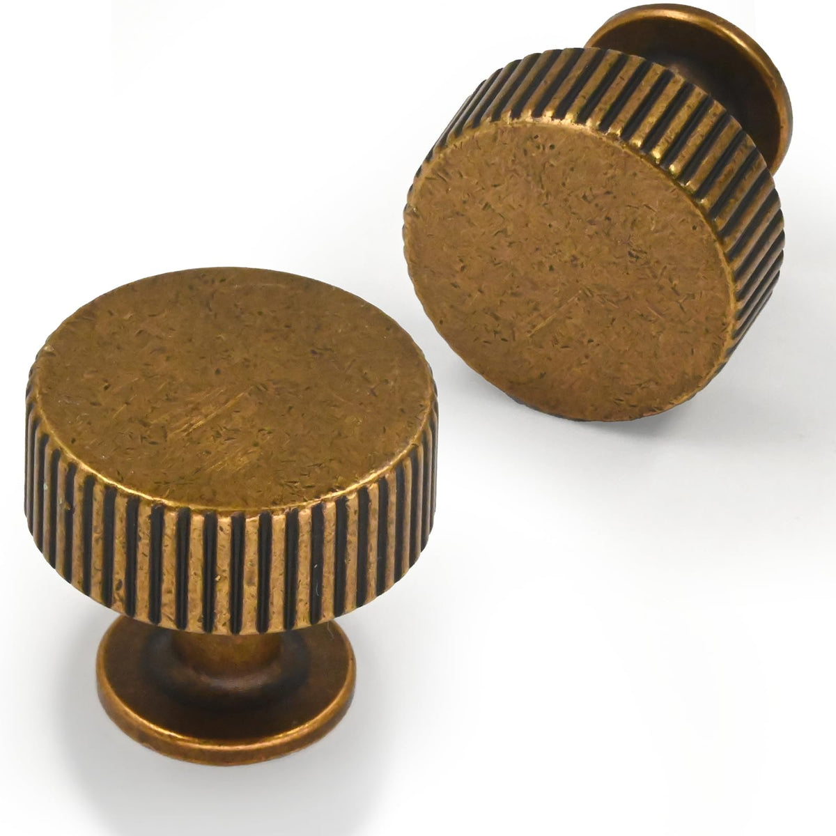 Asimerdeco antique brass knob, 28mm round pull for kitchen cabinets and drawers.