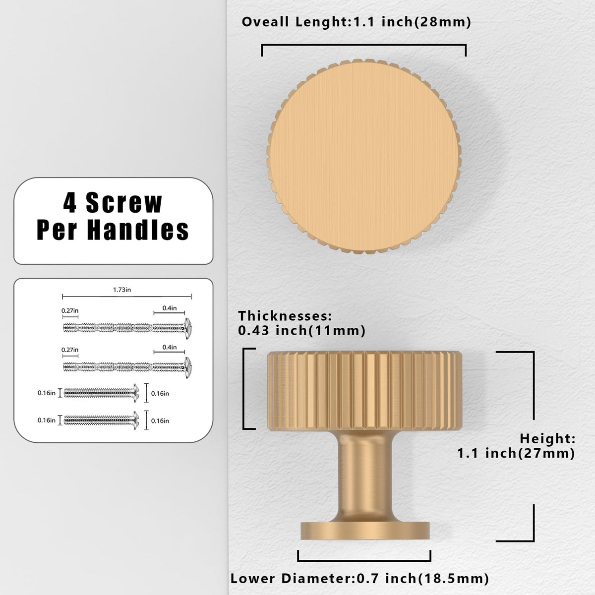 Asimerdeco round kitchen knob 28mm with comfortable grip for drawers and dressers.