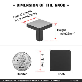 ASKANO square brushed gold cabinet knob, side view for drawer refresh.