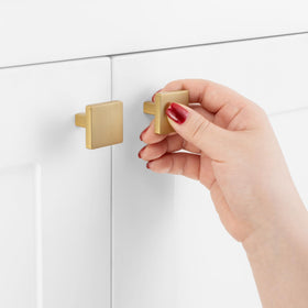ASKANO brushed gold drawer knob, close-up detail for furniture update.