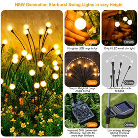 ASMAD firefly lights sway in breeze, creating a magical garden scene.