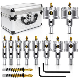 ASNOMY TCT hole saw kit 12pcs in an aluminum case for metal and wood holes