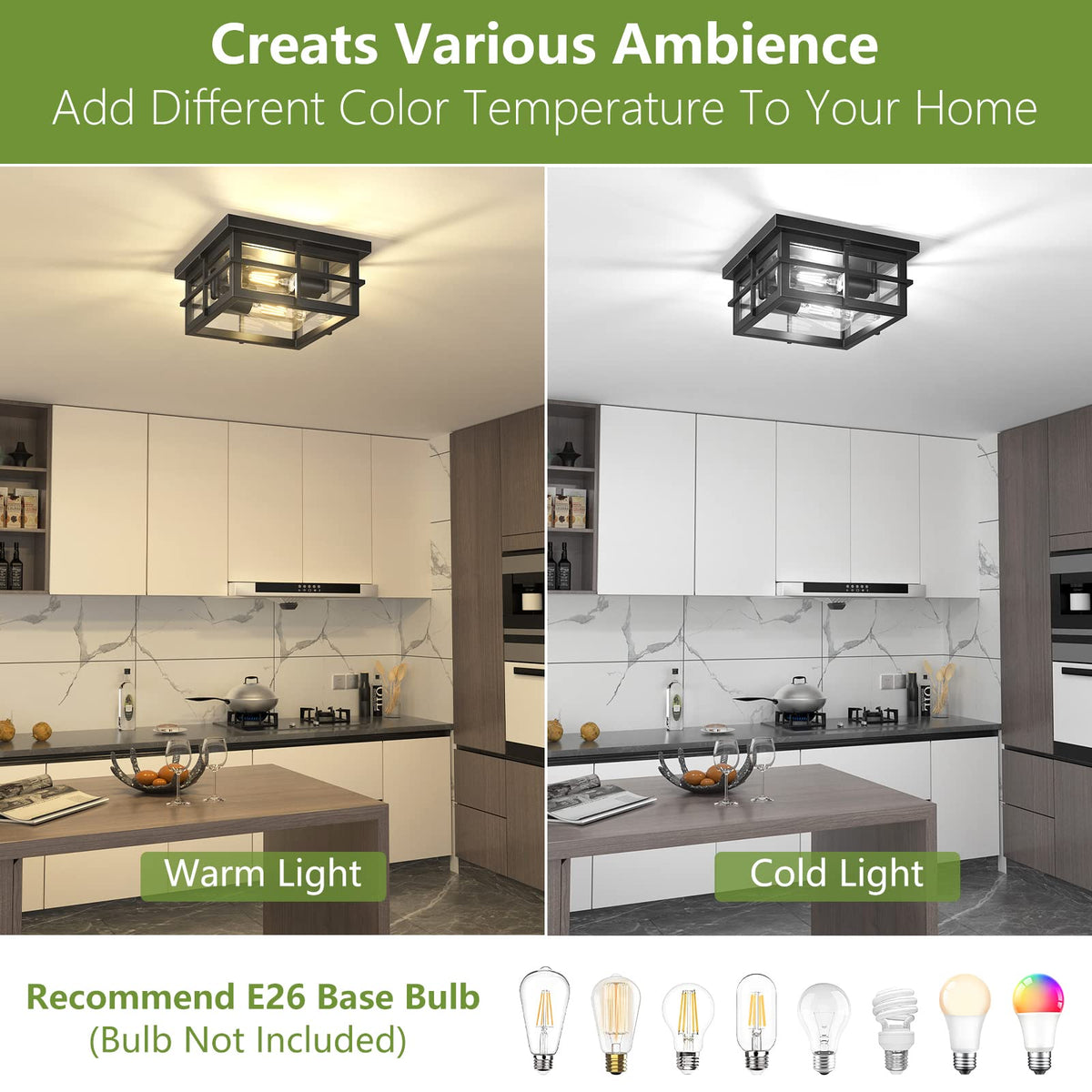 Asnxcju black flush mount with clear shade, ideal for bright porch lighting.