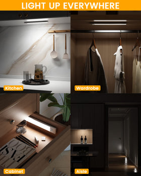 ASOKO under-cabinet lights offer eye-friendly brightness at adjustable levels.