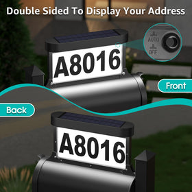 ASOMST mailbox number plaque illuminated for easy nighttime finding.