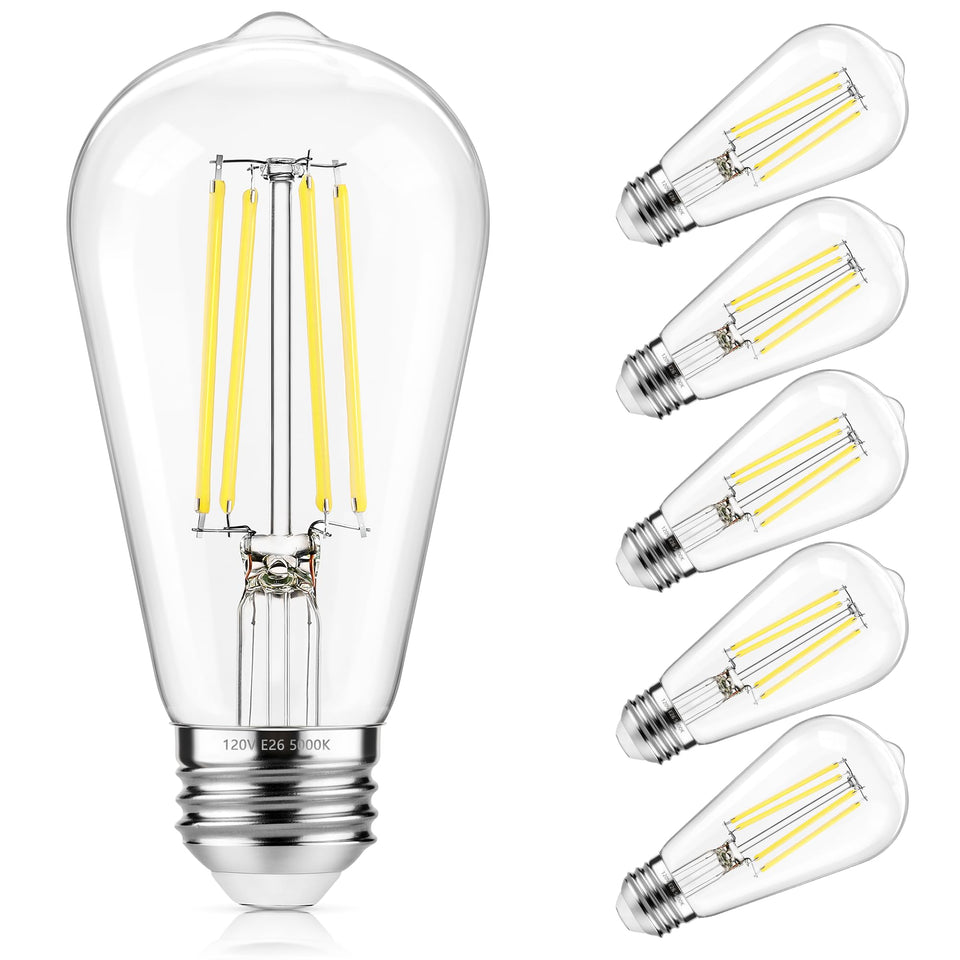 ASOMST vintage LED Edison bulbs with clear glass for 5000K daylight illumination