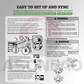 ASONPAO 2 remote replaces 139.53879 and 139.53859 models.