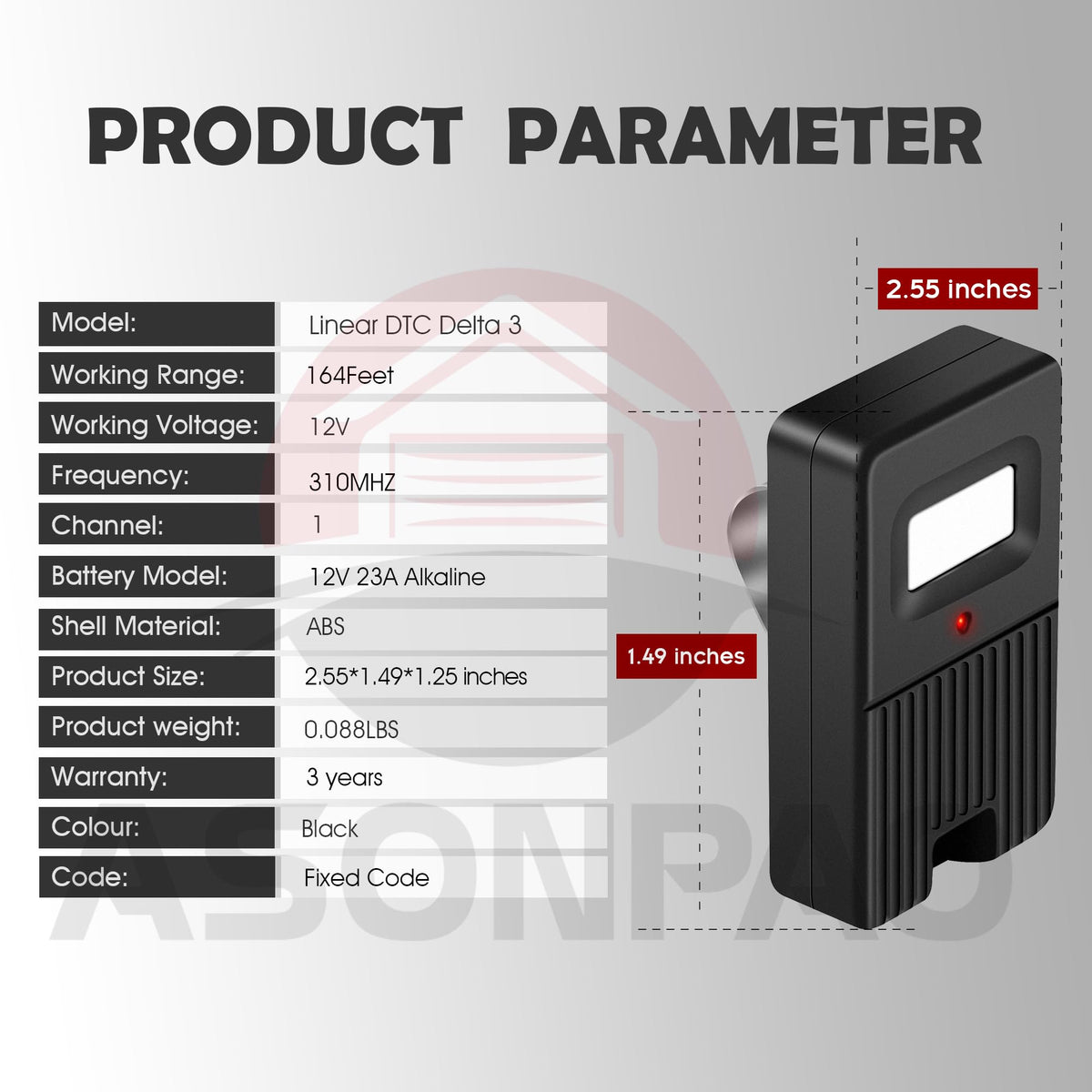 ASONPAO Delta 3 remote warranty badge signals trusted support.