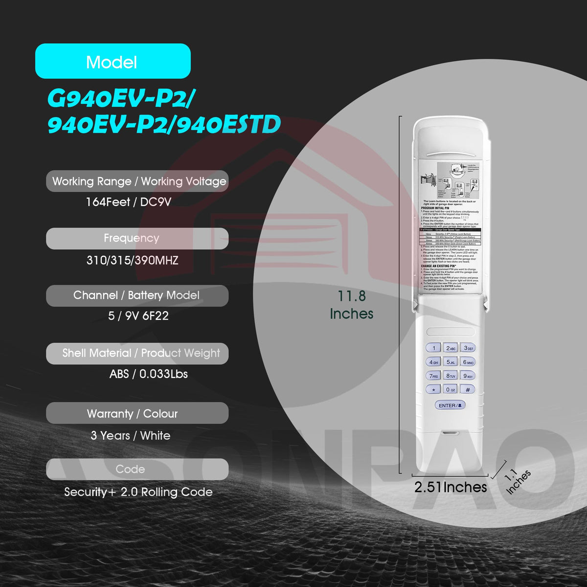 ASONPAO G940EV-P2 temporary PIN usage demonstrates quick guest access.