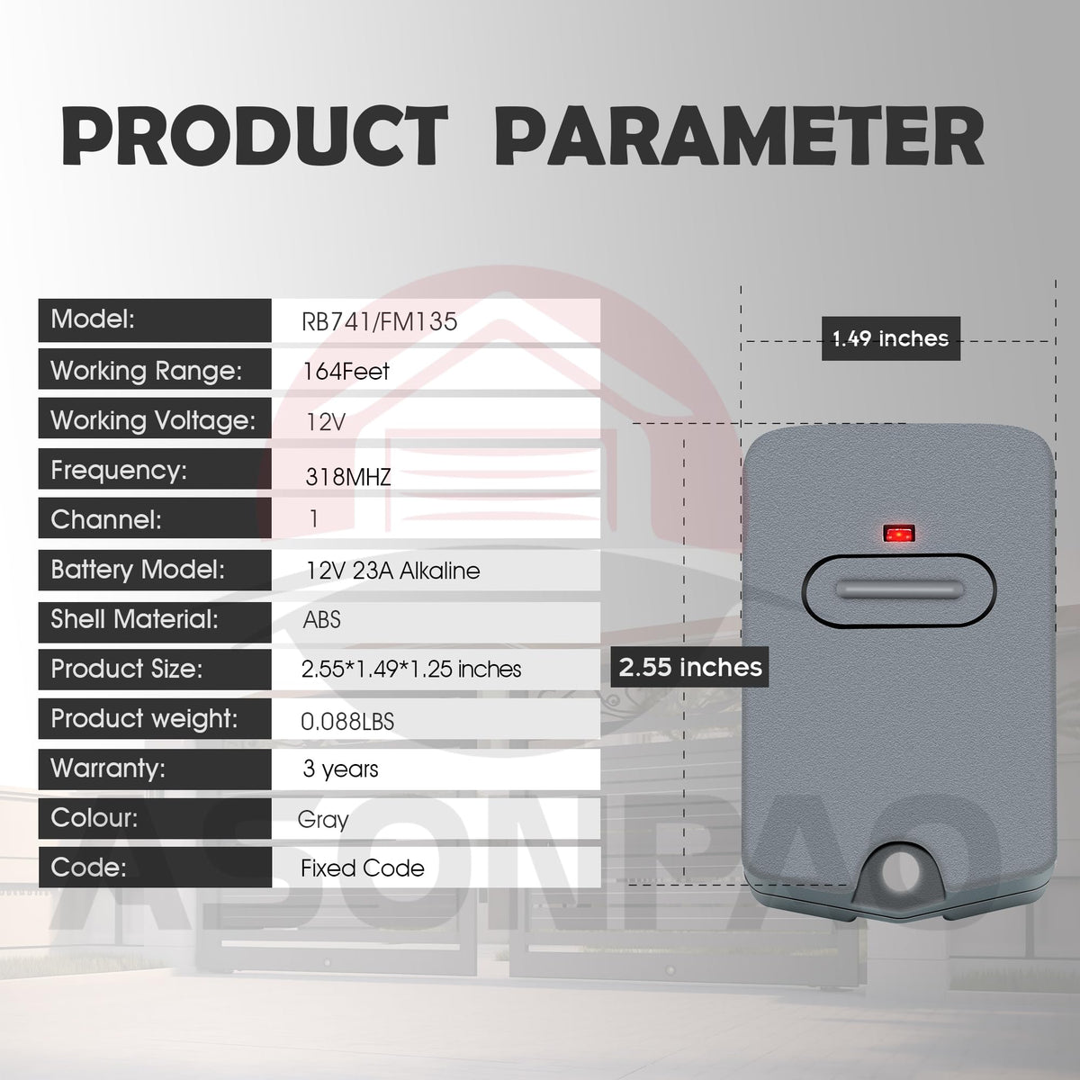 ASONPAO gate remote compatibility with Mighty Mule and GTO models