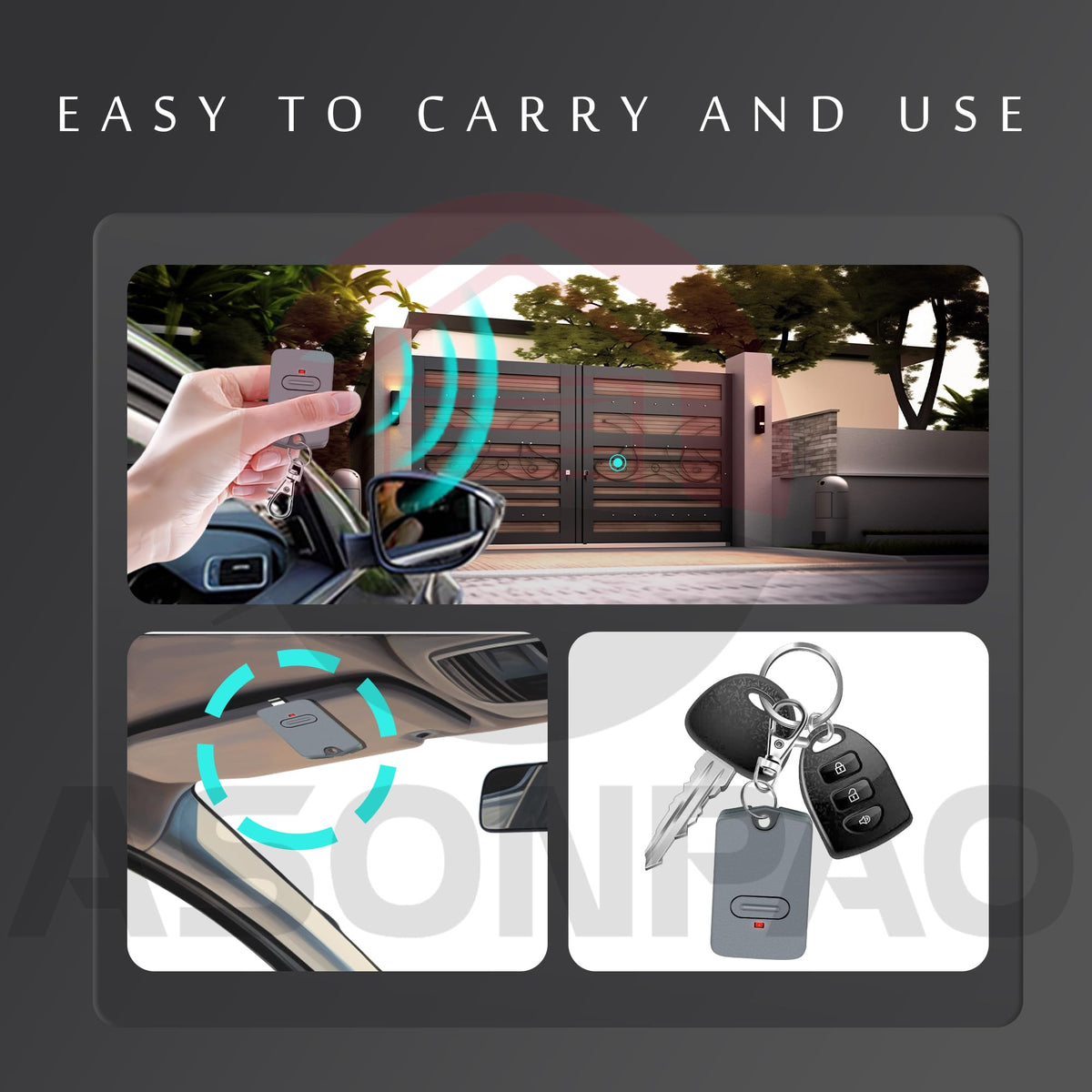 ASONPAO gate remote demonstrates 164 ft operating range