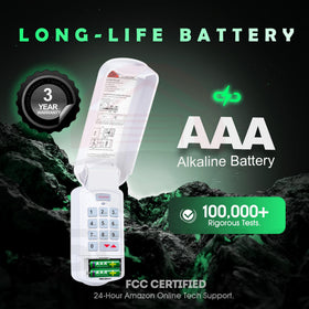 ASONPAO GK-BX keypad during tool-free installation demonstrating wireless setup.