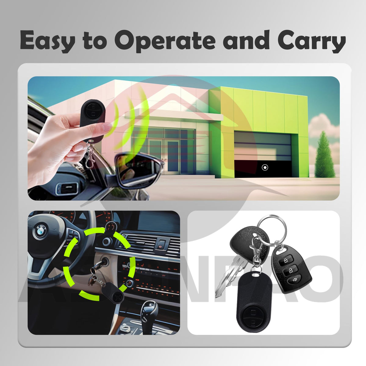 Compact, visor-friendly design of the LiftMaster 374UT remote