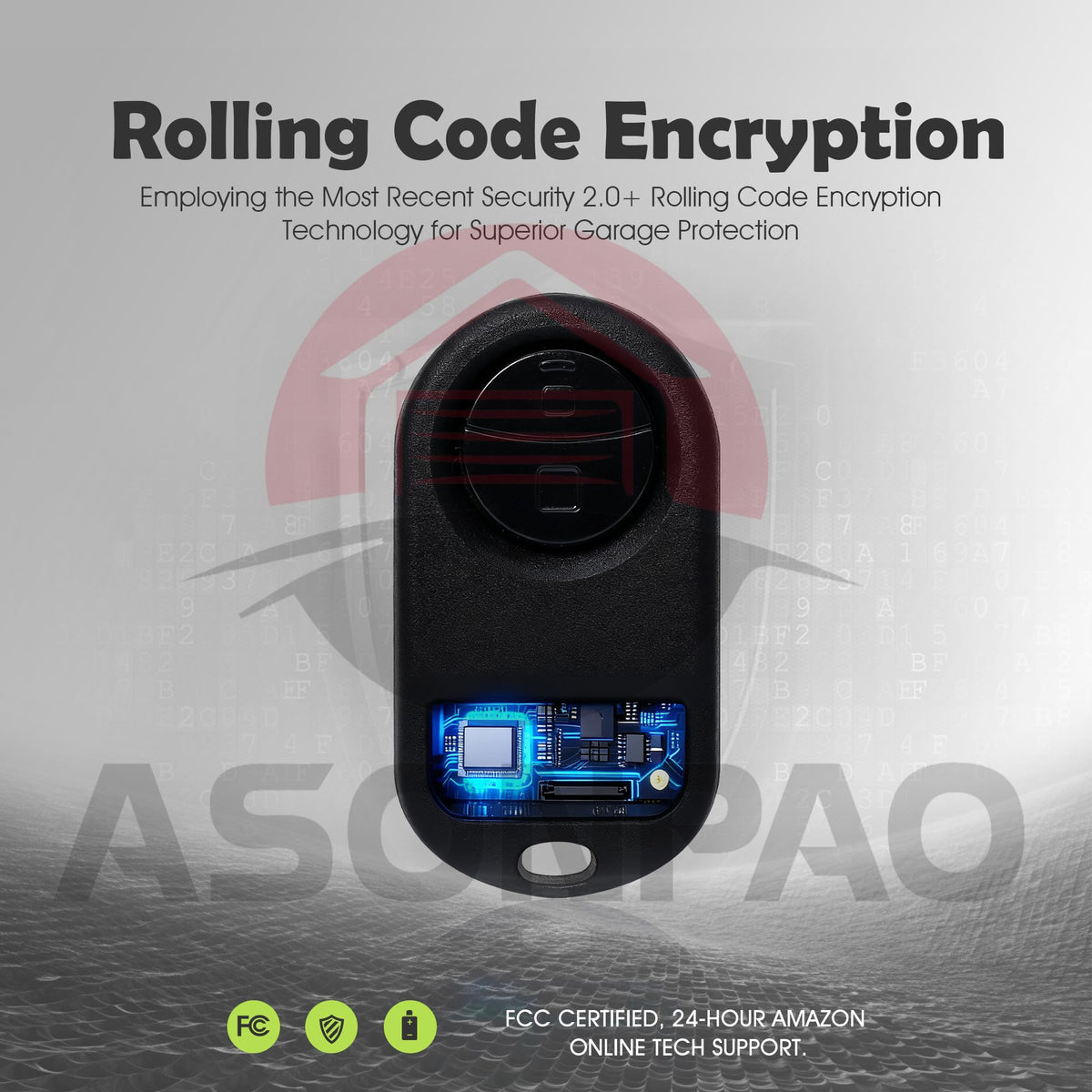 Durable ABS case of the LiftMaster 374UT remote for daily use