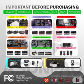 Universal compatibility detail showing major garage door brands