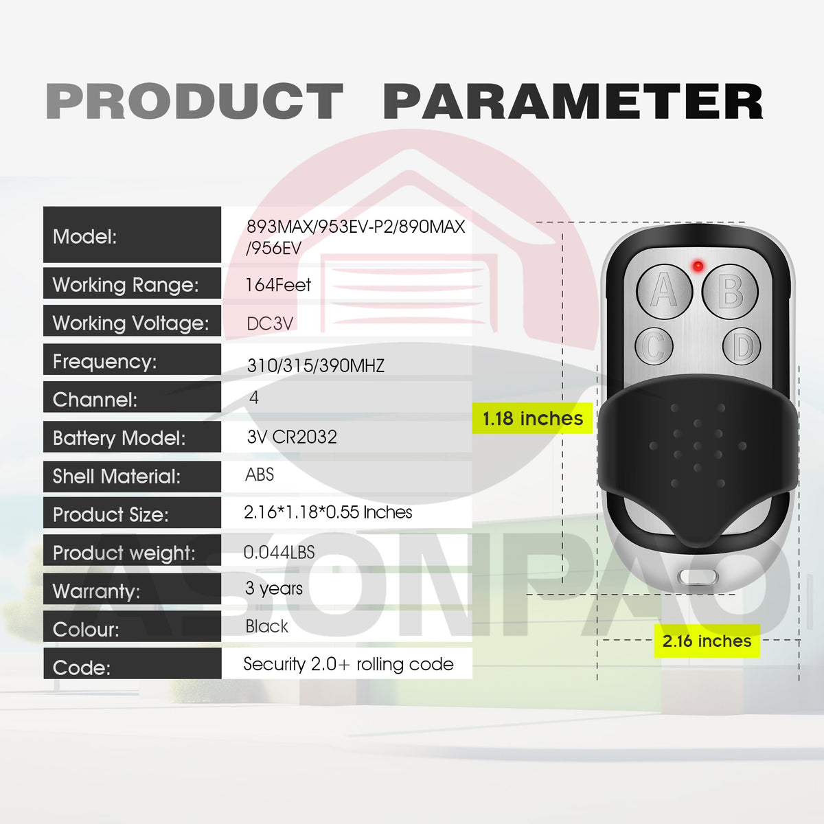 ASONPAO LiftMaster remote compatibility chart highlighting supported models.