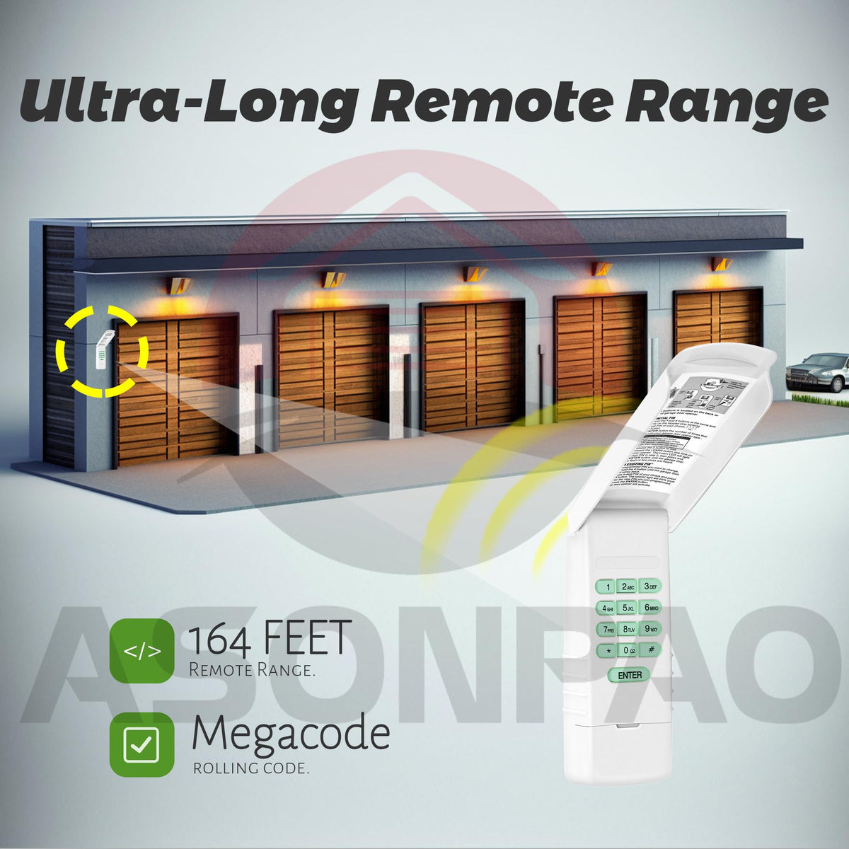 asonpao Megacode keypad installation kit included for quick setup