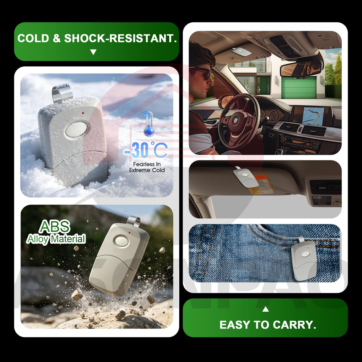 ASONPAO remote powered by a high-capacity 9V battery for everyday reliability.