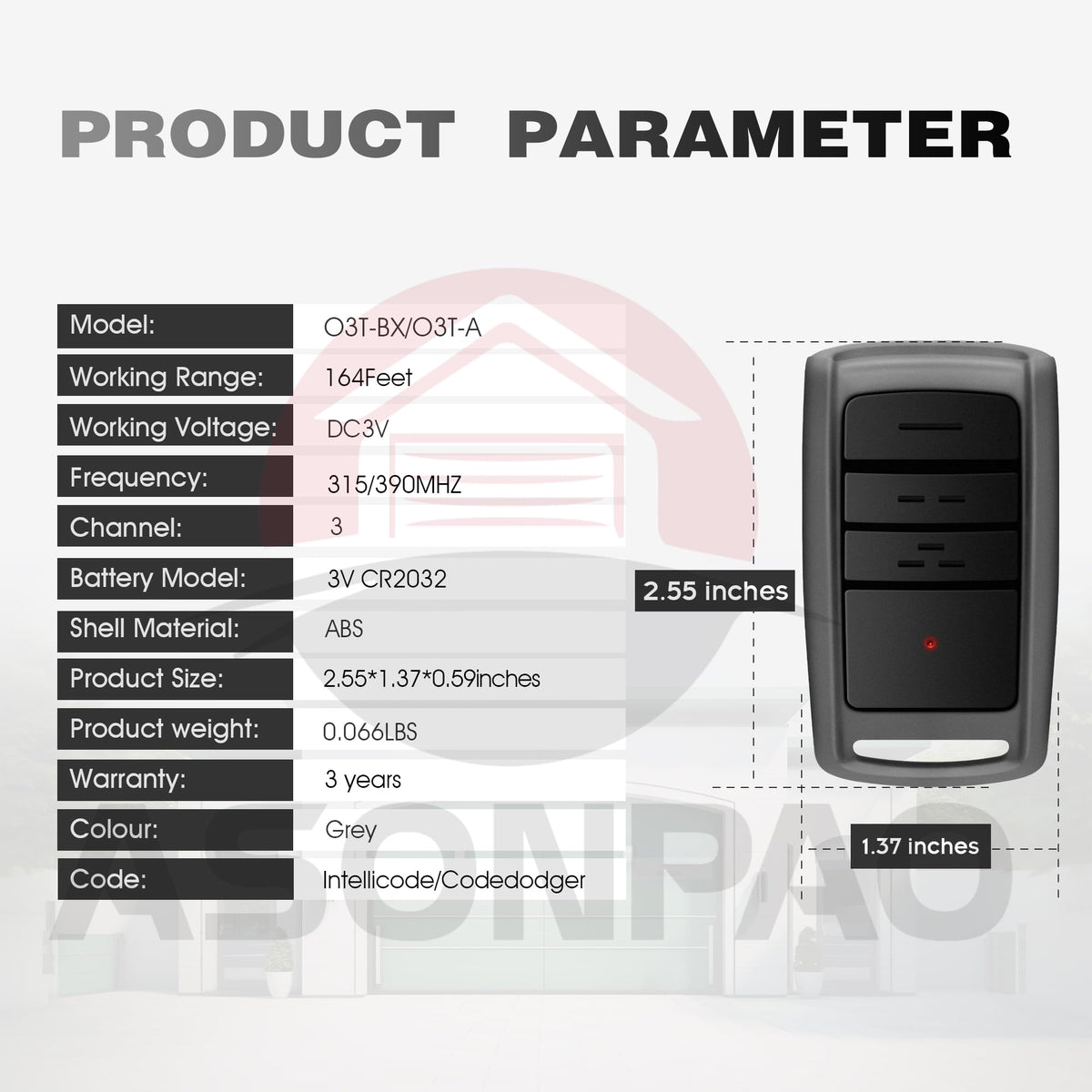 ASONPAO O3T-BX O3T-A remote three-button control