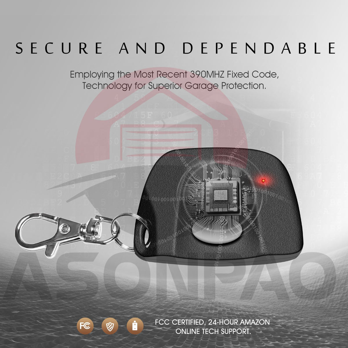 ASONPAO remote offers up to 164 feet range for convenient access from the curb.