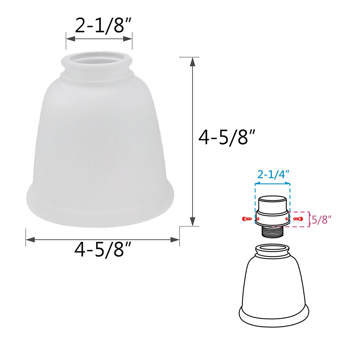 2-1-8 fitter detail compatible with common ceiling and vanity lights.