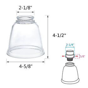 Aspen Creative 23127-4 fits 2-1/8 inch fitter glass shade for upgrade.