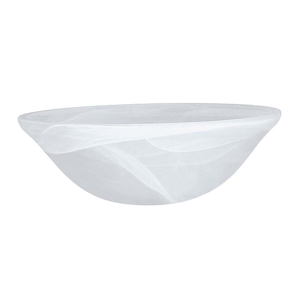 Aspen Creative alabaster glass shade for torchiere lamp provides a warm, diffused glow.